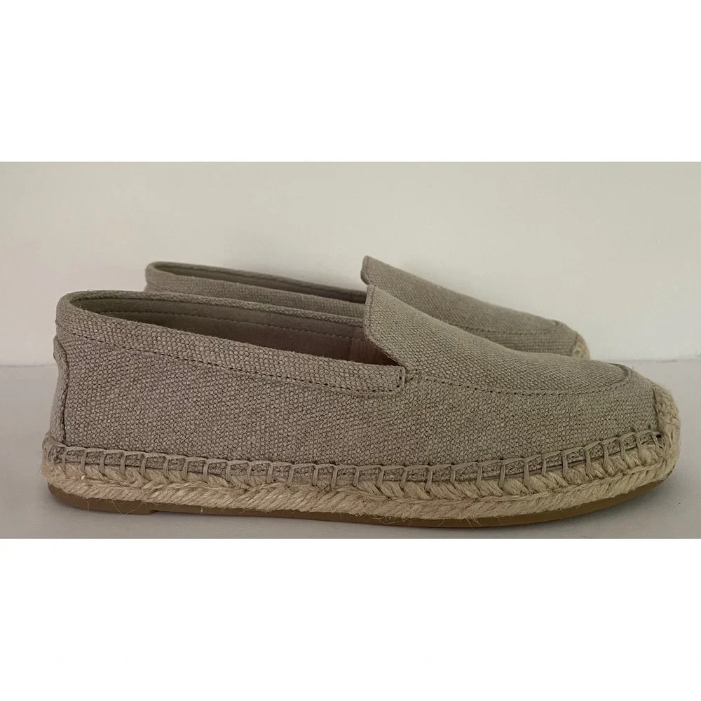 Eileen Fisher Lyla Natural Canvas Espadrille Loafers Beige Slip On Coastal 6.5